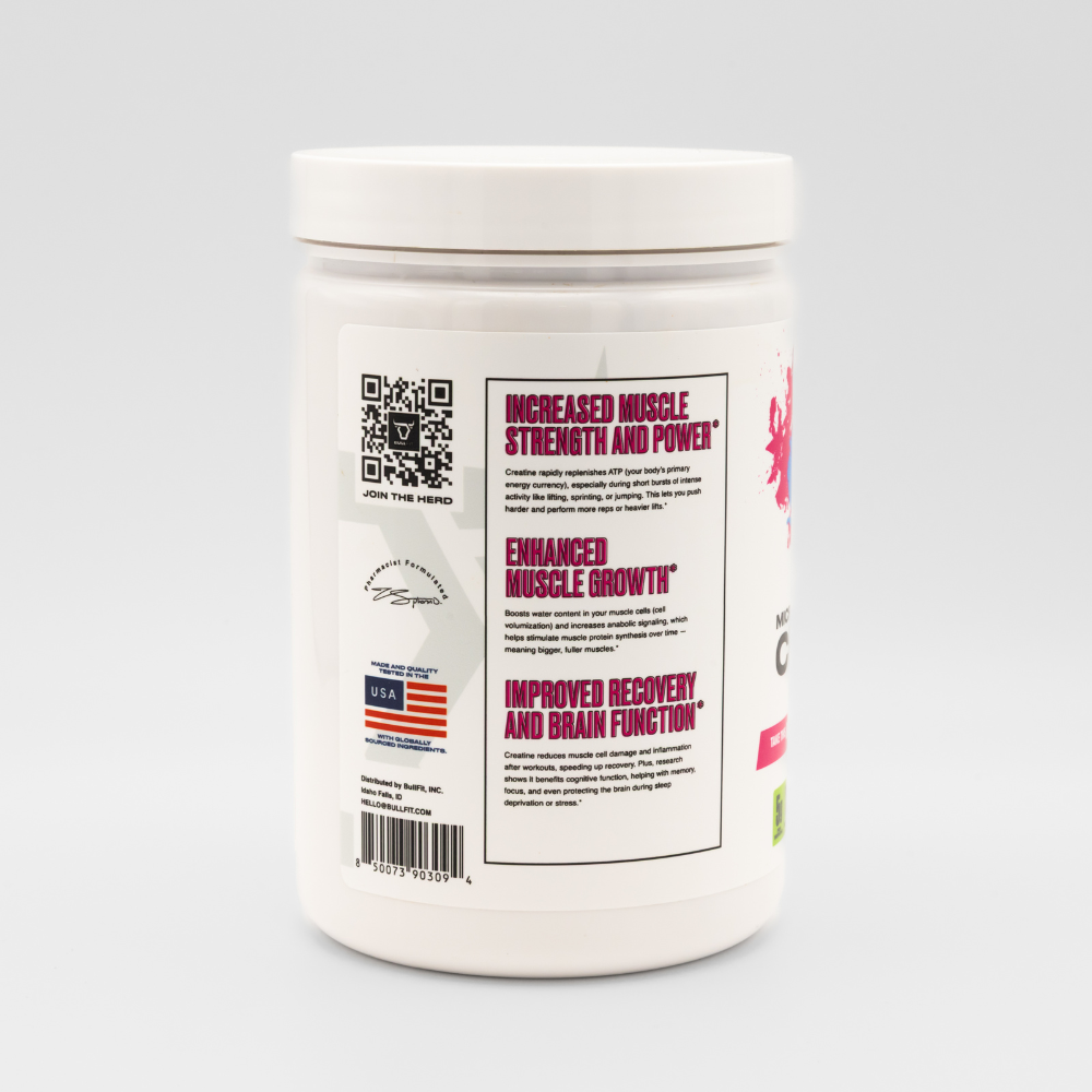 Pure Creatine Monohydrate | 5g Per Scoop, Unflavored | BullFit