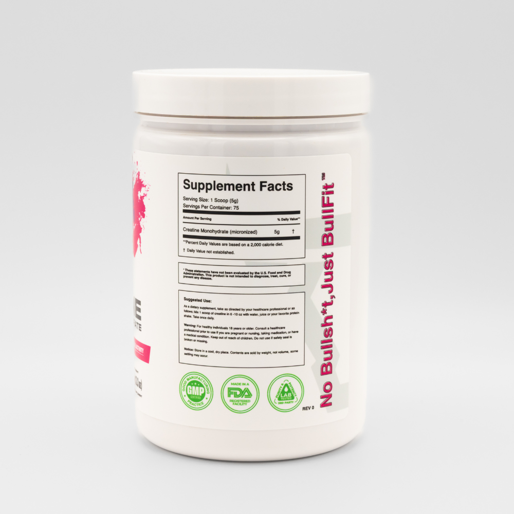Pure Creatine Monohydrate | 5g Per Scoop, Unflavored | BullFit